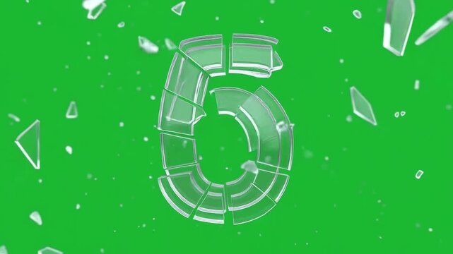 Glass number green screen background destruction shattering motion suspenseful tension spooky Halloween broken crystal transparent texture danger