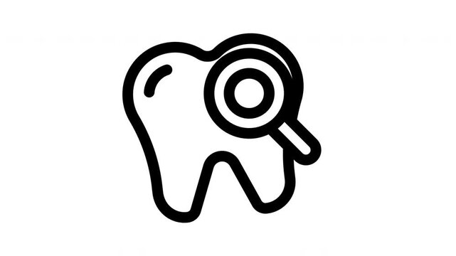 Dental examination icons with tooth and magnifying glass