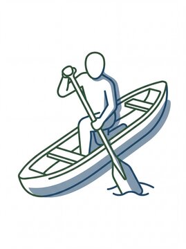 Indigenous peoples' paddling a canoe vektor illustration