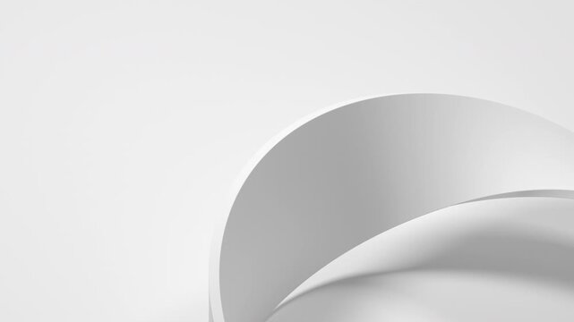 Abstract minimalist background with rotating white shape, 4k seamless loop 3d animation