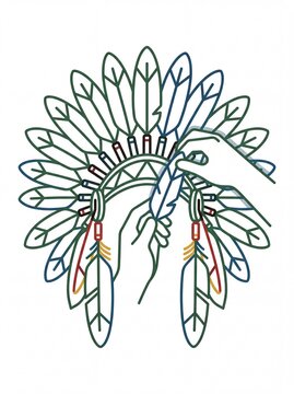 Traditional indigenous peoples' headdress with feathers vektor art