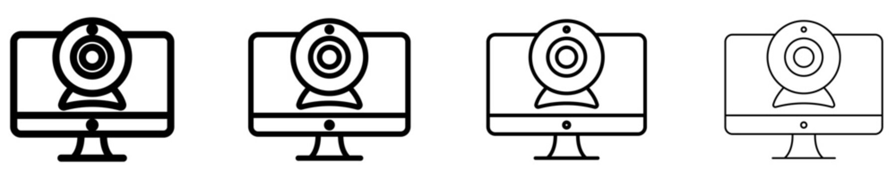 Webcam on computer monitor line icon for video call