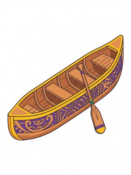 Indigenous peoples' vektor canoe with paddle and tribal patterns