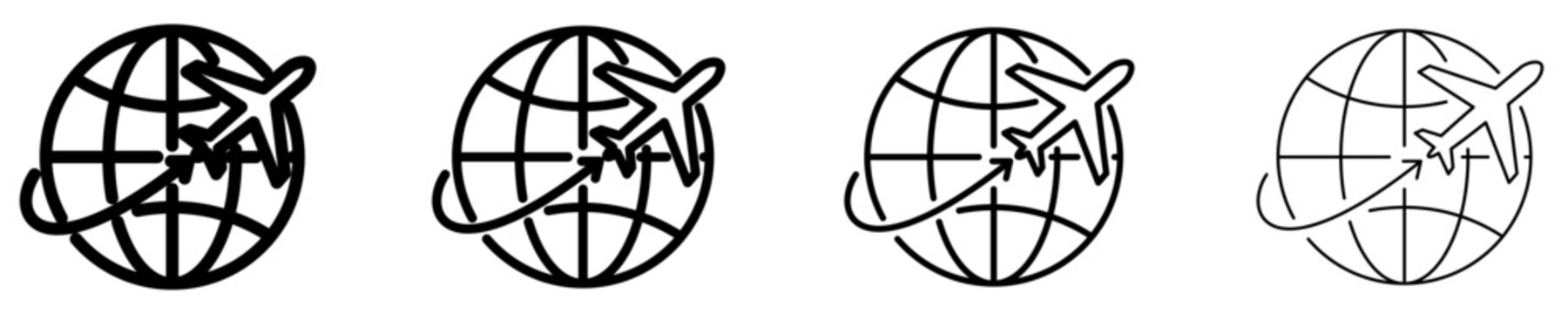 Global travel airplane line icon for delivery or logistics