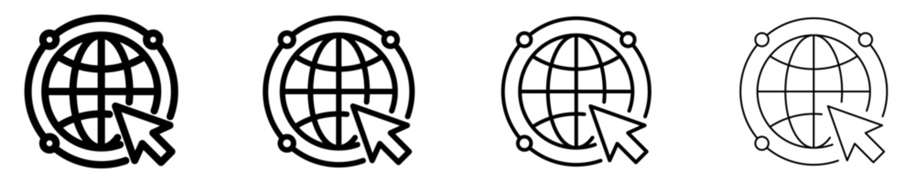 Global internet connection flat icon with cursor click