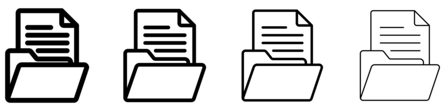 File folder flat icon with document for data storage