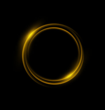 Luxury golden circle border with glitter texture and shiny metallic effect, transparent PNG overlay
