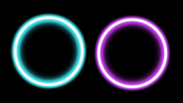 Realistic neon circle light effect design collection