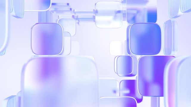 Abstract tunnel of glass blocks on a white background, 4k seamless loop 3d animation