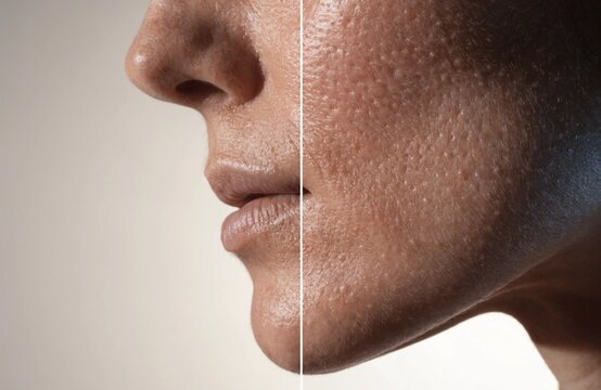 Hydrated Skin vs Dehydrated Skin Split Face Comparison Showing Moisture and Texture Differences