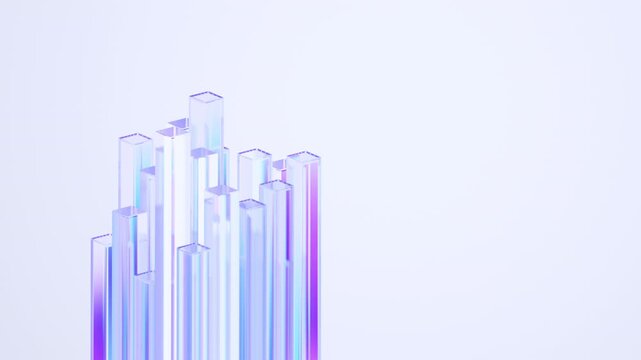 Abstract animation, background design with moving glass blocks, 4k seamless loop 3d animation