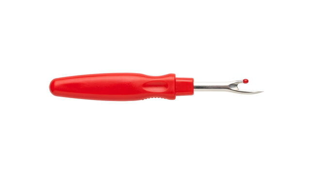 Red seam ripper tool isolated on a transparent background