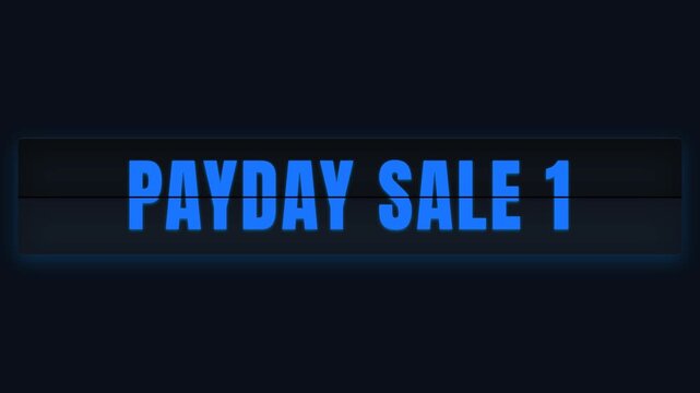 Blue payday sale countdown sequence with checkout now button