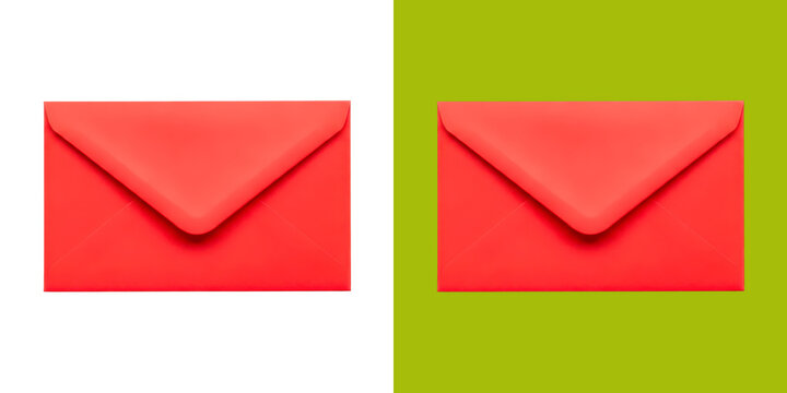 Two red envelopes split screen design mockup transparent png