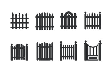Obraz premium Various Ornamental Fences: A collection of diverse fence designs and styles, showcasing a variety of picket and ornamental gate elements, perfect for illustrating boundary, security.