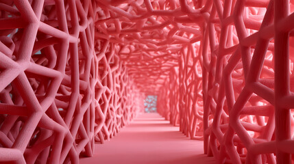 Obraz premium 3D Abstract Pink Lattice Tunnel Background Design