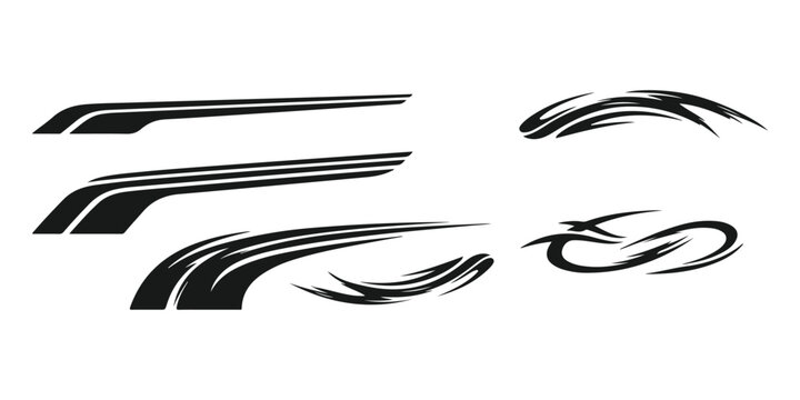 Set of black racing car vinyl decal stripe graphics