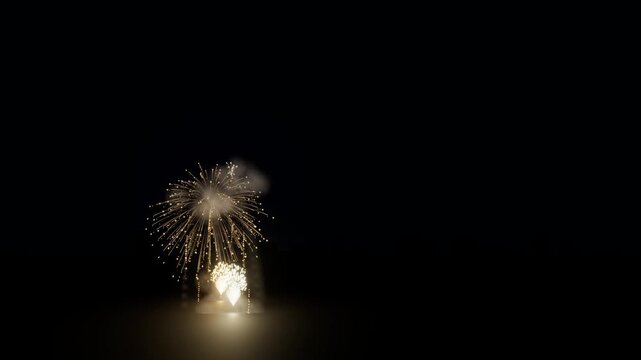 Las Fallas Fireworks Finale, 3D Animation, Right Copy Space