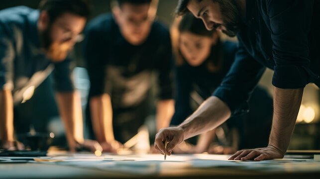 Innovative startup founders collaborate on business concepts and strategies in a modern workspace