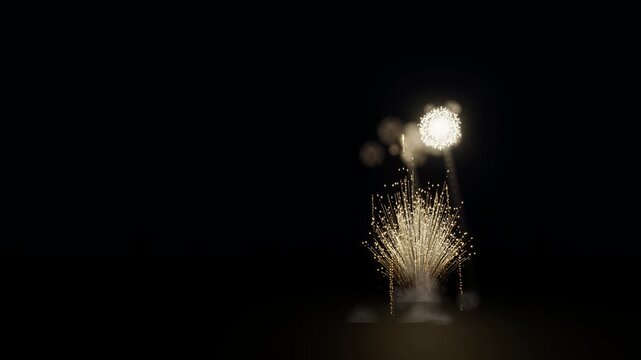 Las Fallas Fireworks Finale, 3D Animation, Left Copy Space