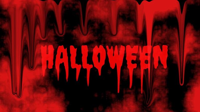 Halloween terrifying text animation. Dripping red horror lettering surrounded by melting liquid effects and a dark blood red background.