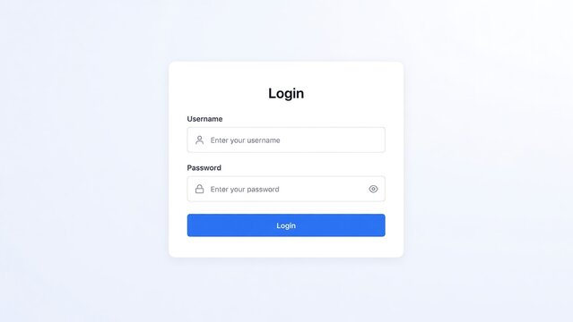 Minimalist login user interface screen design with username password fields and button on white background