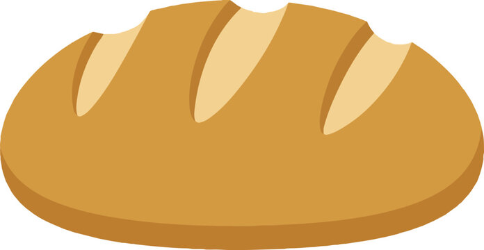 Loaf of bread with bite marks for food bakery and carbohydrate symbol.