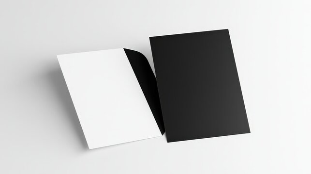 Blank black presentation folder mockup isolated on white background. Perfect for corporate branding and stationery design templates.