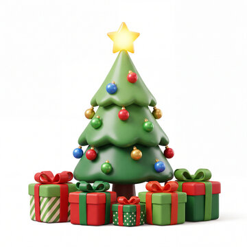 3D Christmas Tree with Colorful Presents