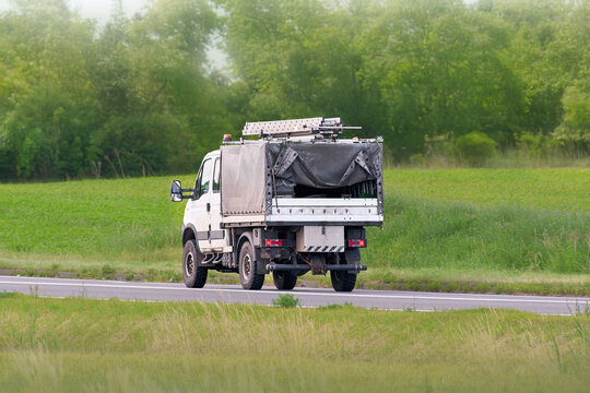 Utility truck equipped for field installation jobs