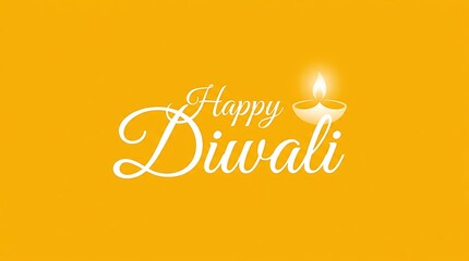 Obraz premium Elegant golden typography design for a happy diwali celebration greeting card on a yellow background