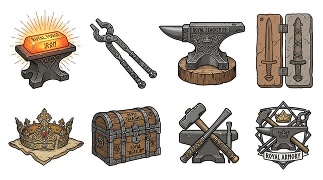 Blacksmithing Tools, Treasures, and Royal Symbols