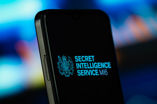 London, United Kingdom- 8 July 2026: MI6 logo is seen on a smartphone.