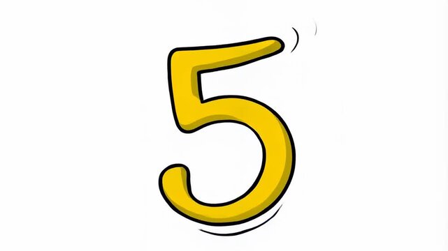 Animated countdown numbers transitioning sequentially on plain background with video stylized yellow