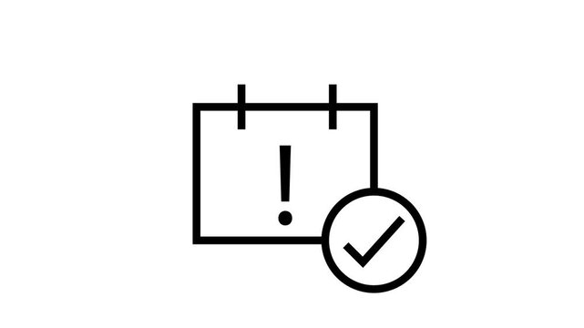 Animated calendar notification icon with check mark symbol representing task completion state