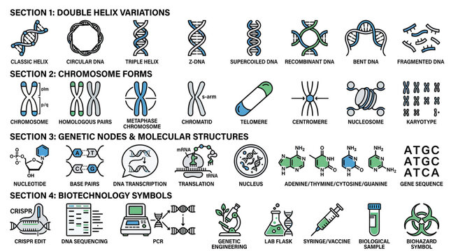 DNA and Genetics Science Icons Collection