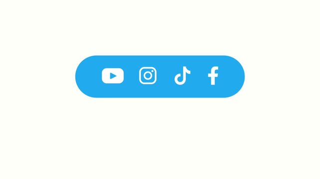 Social Media Icons Animated Lower Third Bar with Mouse Cursor Click

