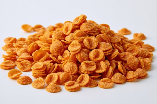 A heap of raw orange lentil seeds isolated on white background