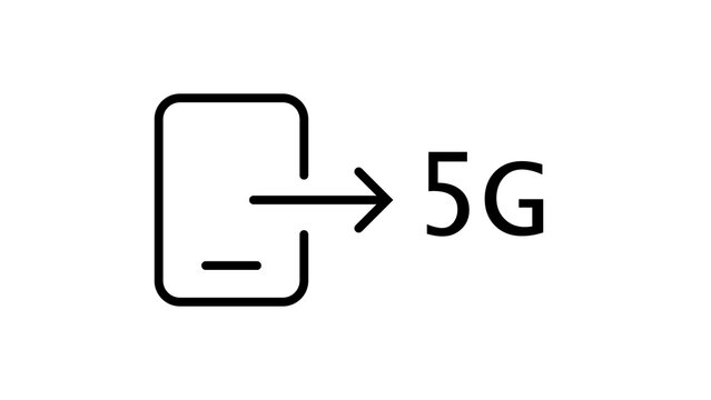 Mobile phone transfer connection to high speed 5g wireless network signal icon element