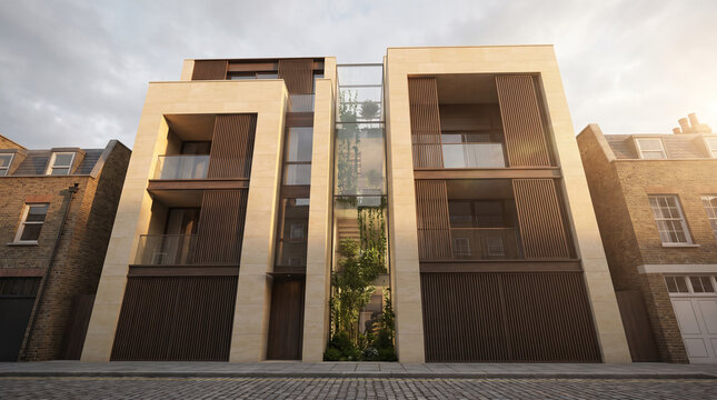 Modern Residential Building with Vertical Garden Facade