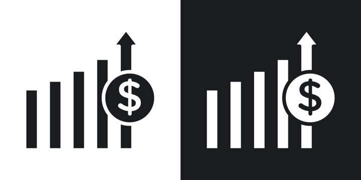 Revenue icon flat outline in black