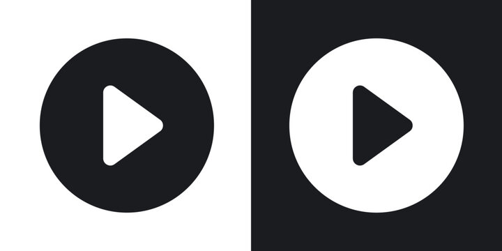 Play icon flat outline in black