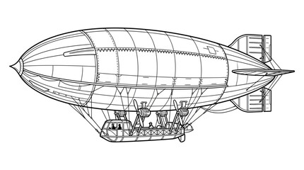 Vintage Airship Illustration Isolated © din