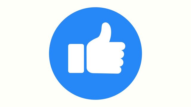Animated Thumbs Up Like Icon in Blue Circle Loop
