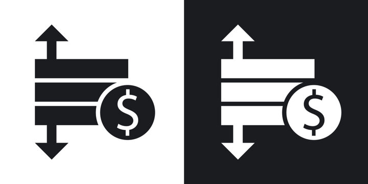 Operating profit loss icon flat outline in black