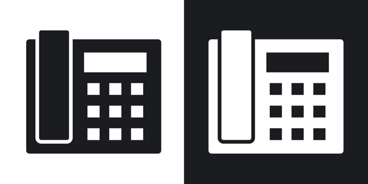 Office phone icon flat outline in black