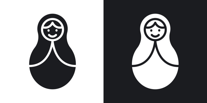 Nesting dolls icon flat outline in black