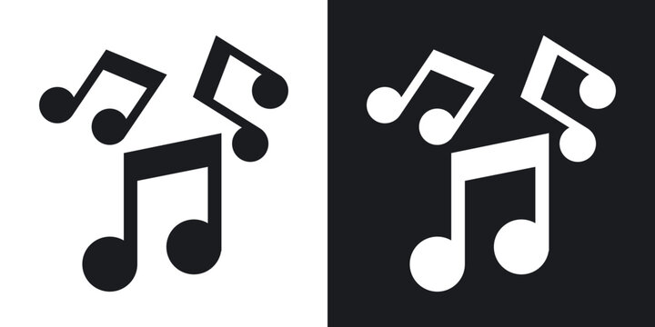 Music icon flat outline in black