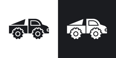 Monster truck icon flat outline in black © Vince