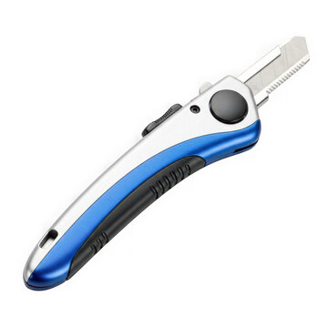 Blue and silver utility knife for construction work